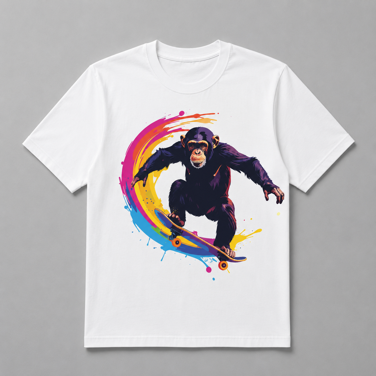 Animals - Skateboarding Rainbow Splash Chimpanzee