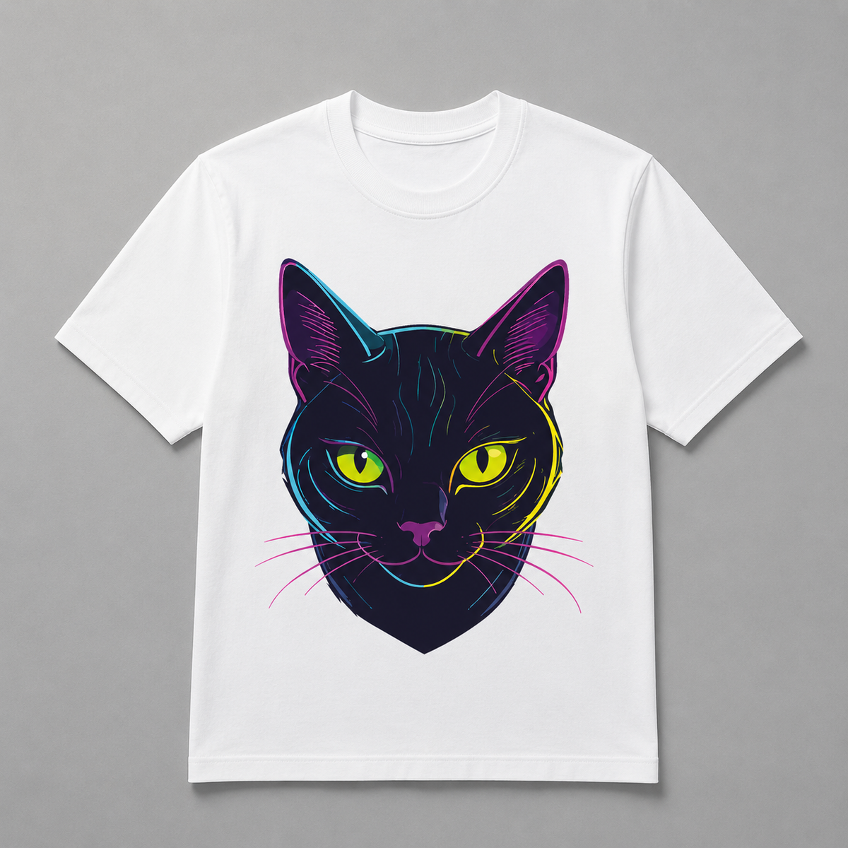 Animals - Neon Black Cat Portrait