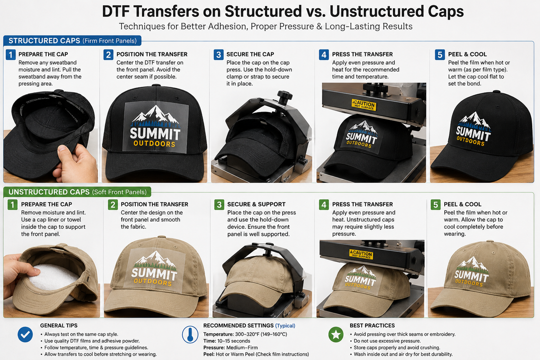 DTF Transfers on Structured vs. Unstructured Caps: Pressing Challenges and Solutions