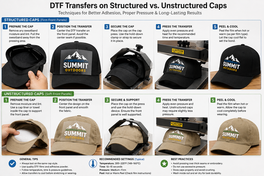 DTF Transfers on Structured vs. Unstructured Caps: Pressing Challenges and Solutions