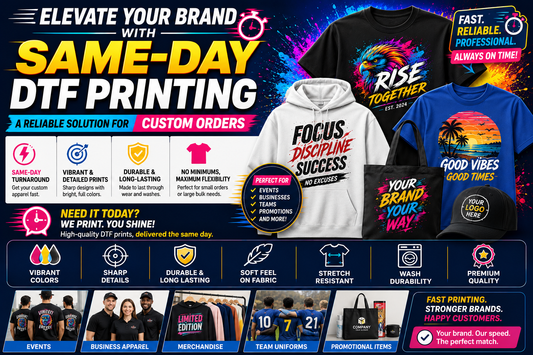 Elevate Your Brand with Same-Day DTF Printing: A Reliable Solution for Custom Orders