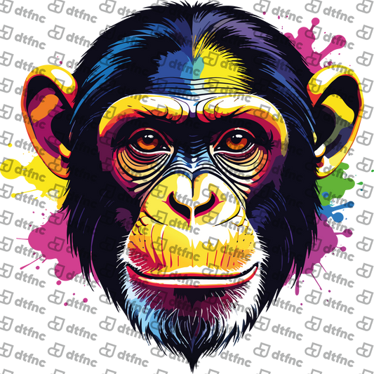 Animals - Rainbow Splash Chimpanzee Portrait