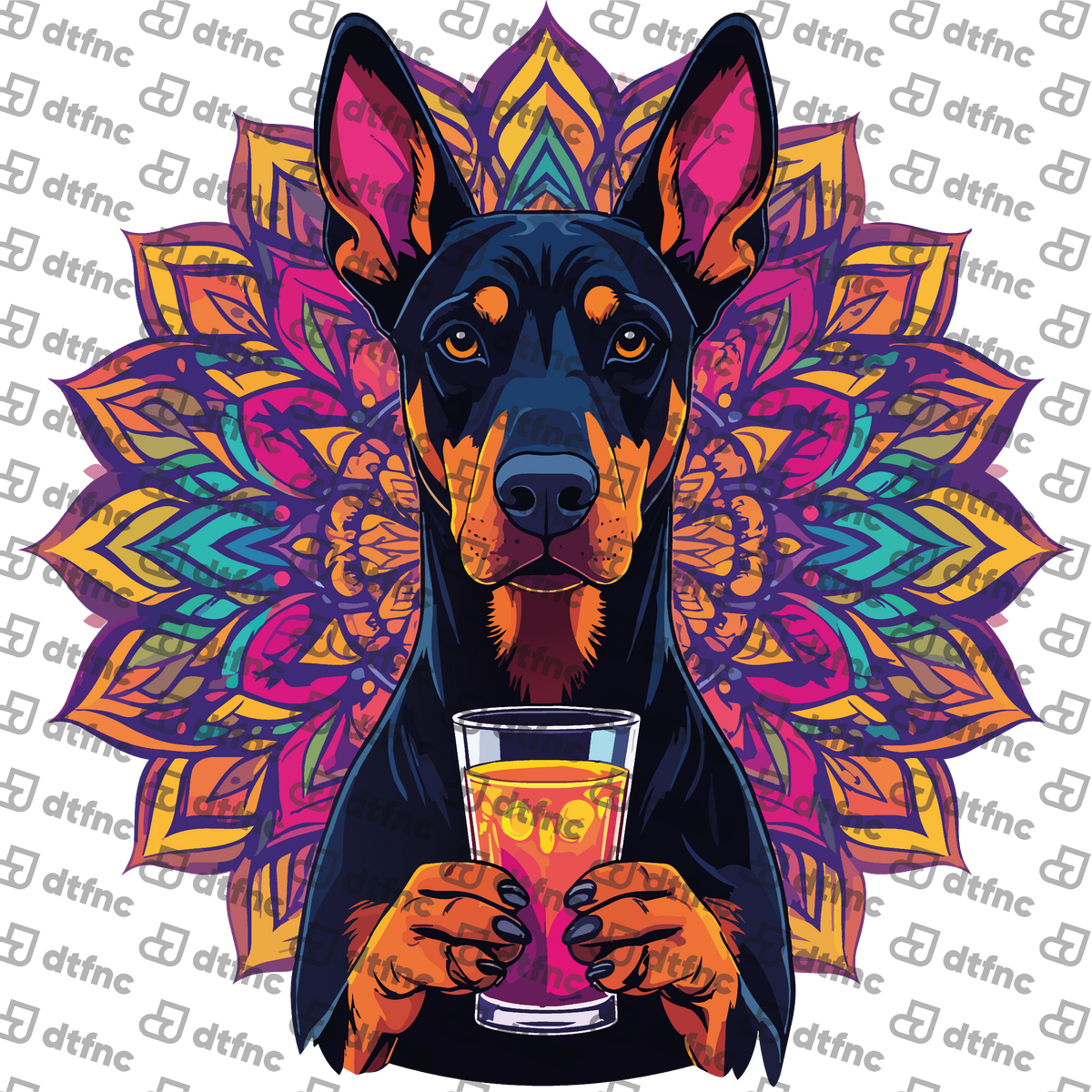 Animals - Mandala Drink Doberman