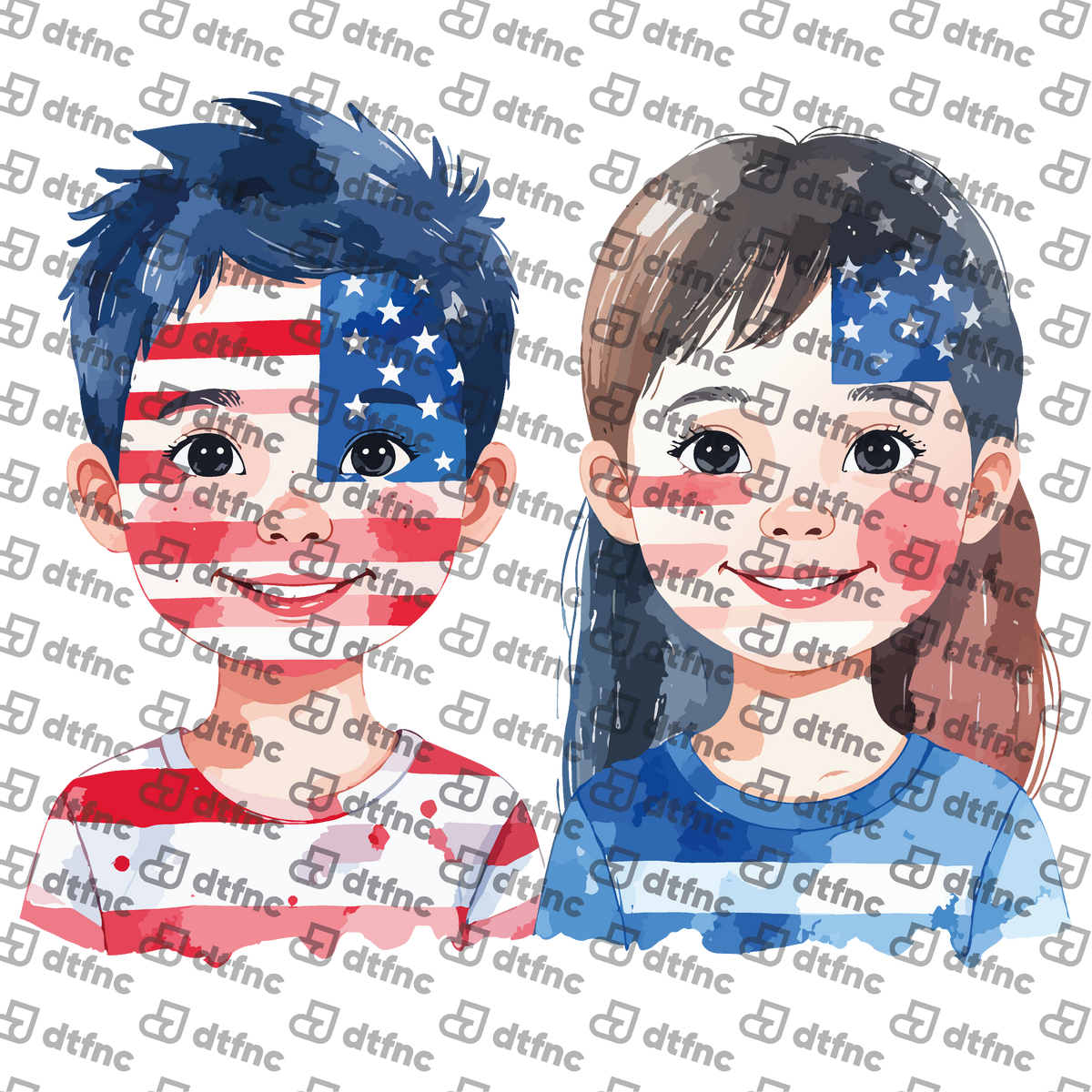 4th of July - Watercolor Patriotic Kids