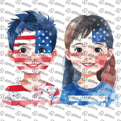 4th of July - Watercolor Patriotic Kids