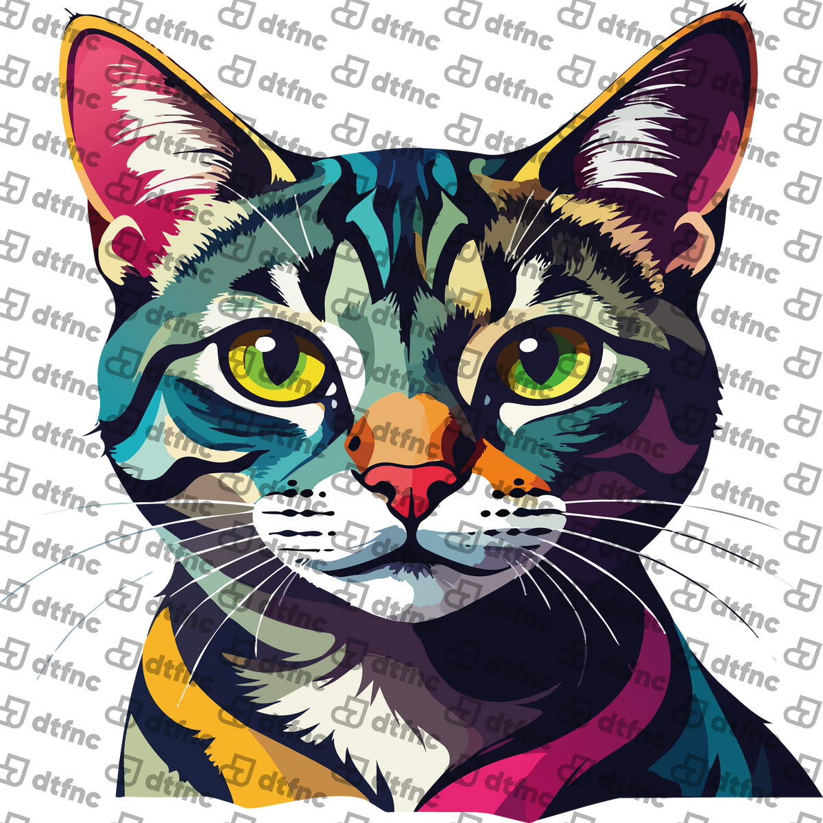 Animals - Vibrant Mosaic Cat Portrait