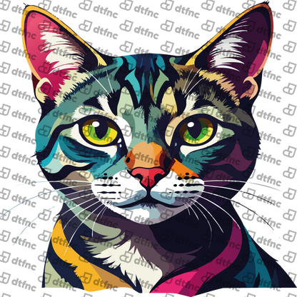 Animals - Vibrant Mosaic Cat Portrait