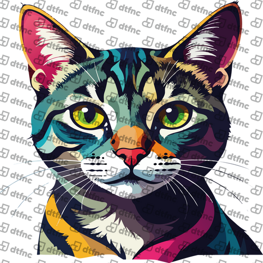 Animals - Vibrant Mosaic Cat Portrait