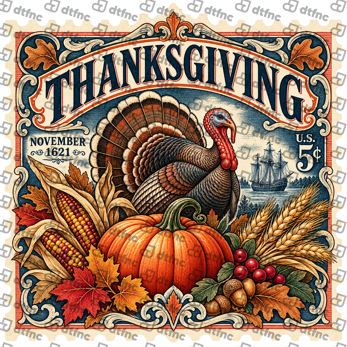 Thanksgiving - Vintage Pilgrim Harvest