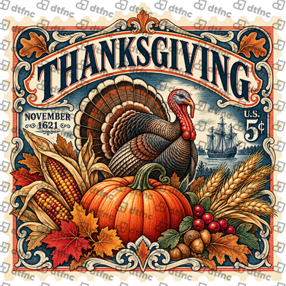 Thanksgiving - Vintage Pilgrim Harvest