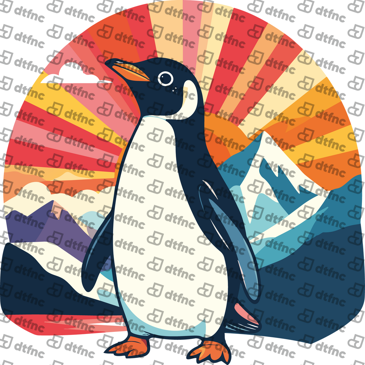 Animals - Geometric Sunset Penguin