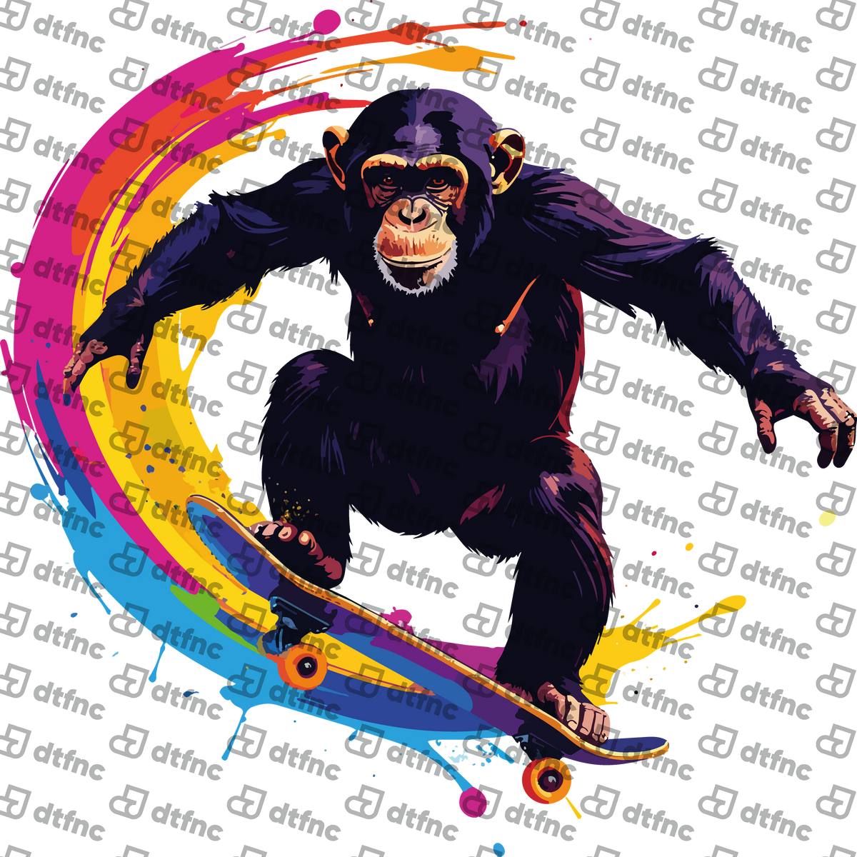 Animals - Skateboarding Rainbow Splash Chimpanzee