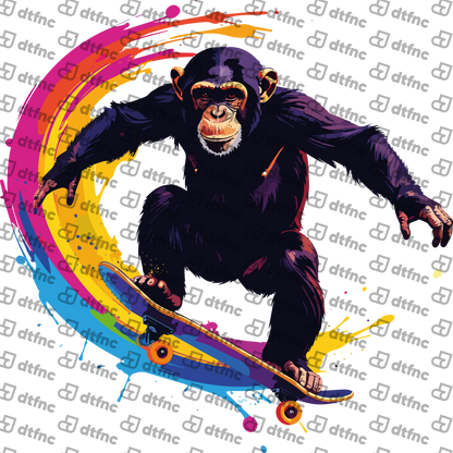 Animals - Skateboarding Rainbow Splash Chimpanzee