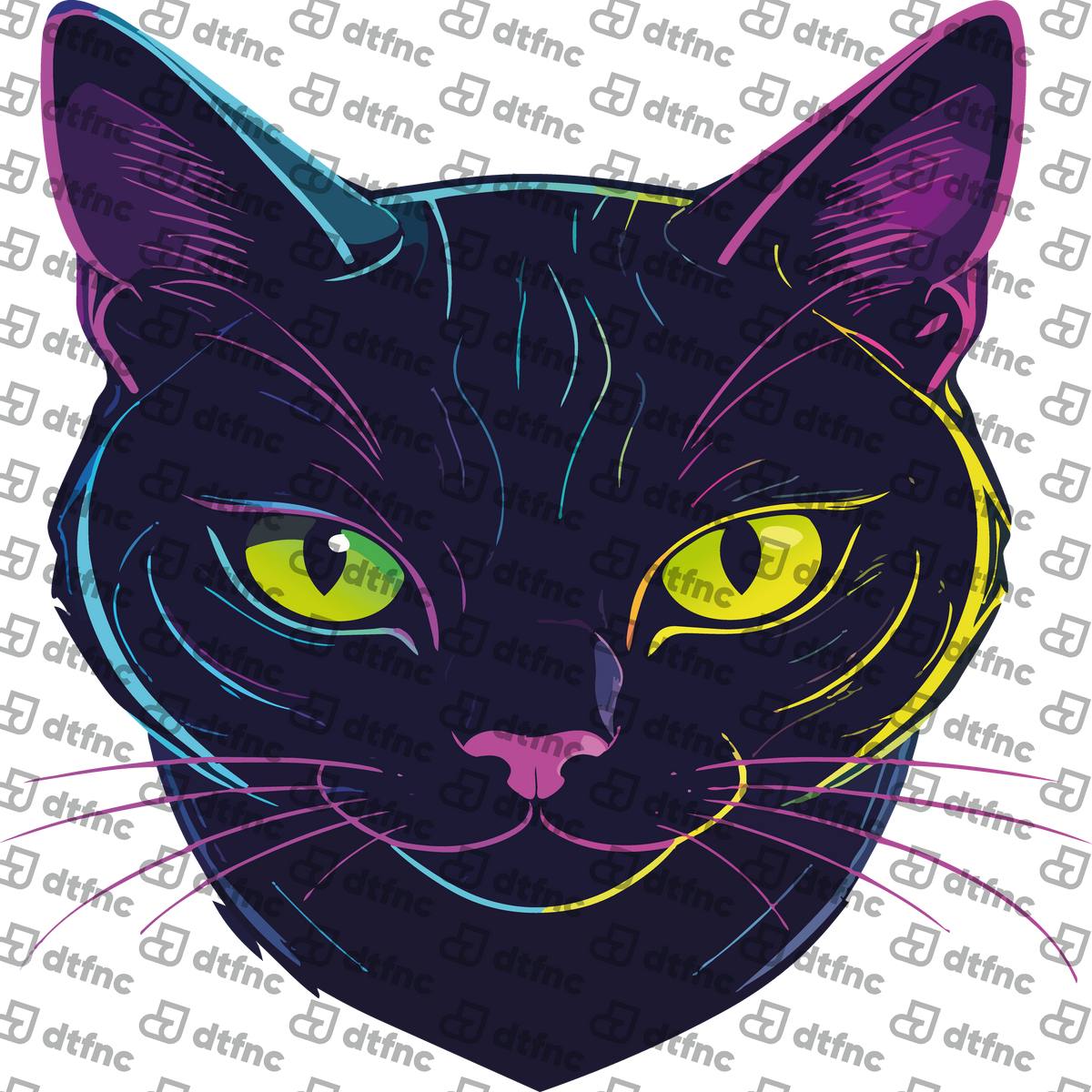 Animals - Neon Black Cat Portrait