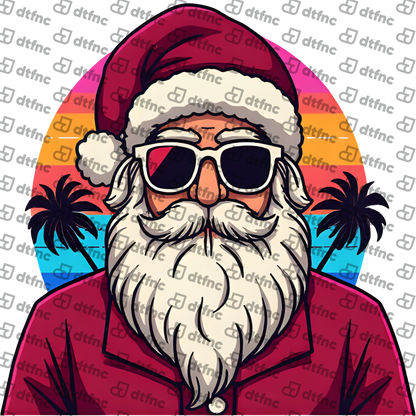 Christmas - Retro Sunset Beach Santa
