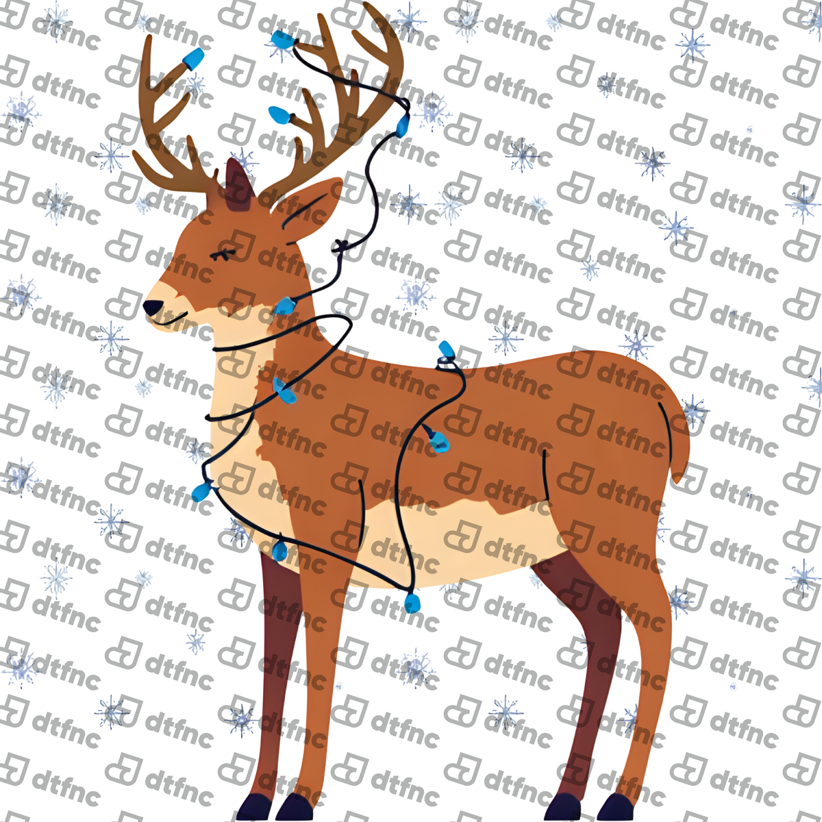 Christmas - Tangled Blue Lights Reindeer