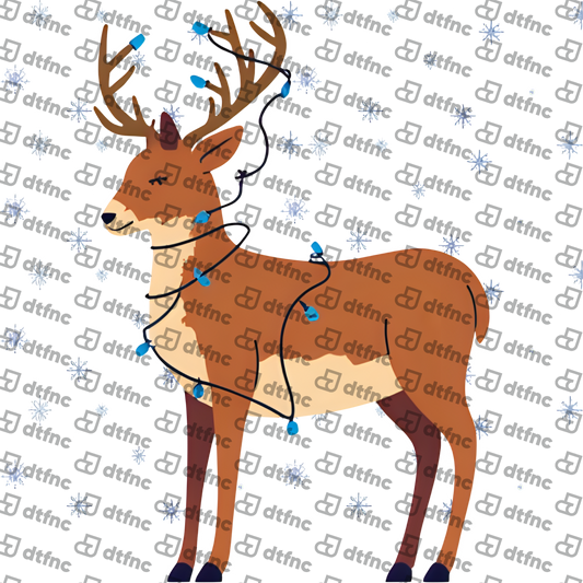 Christmas - Tangled Blue Lights Reindeer