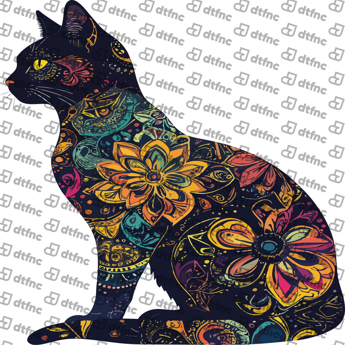 Animals - Midnight Floral Cat Silhouette