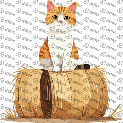 Animals - Sunny Hay Bale Cat