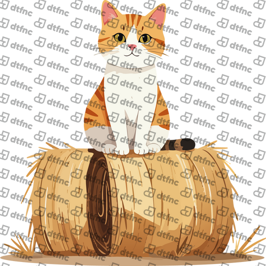 Animals - Sunny Hay Bale Cat