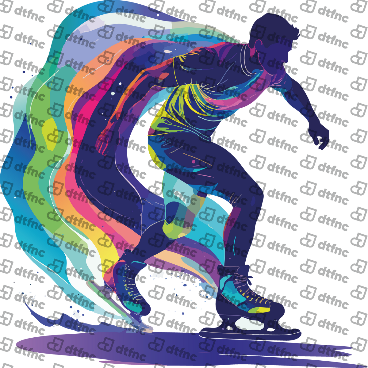 Winter Olympics - Dynamic Rainbow Ice Skater