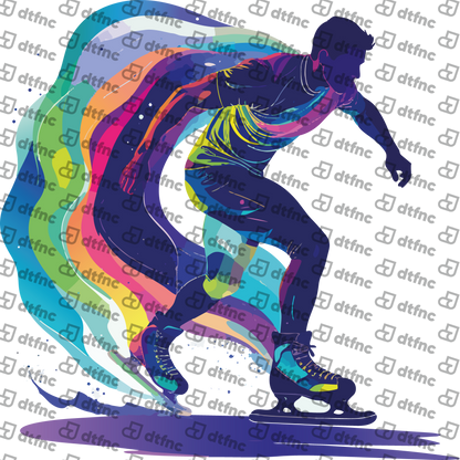 Winter Olympics - Dynamic Rainbow Ice Skater