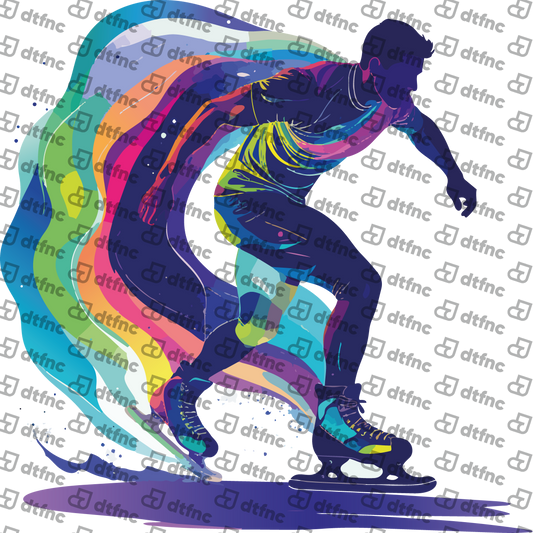 Winter Olympics - Dynamic Rainbow Ice Skater