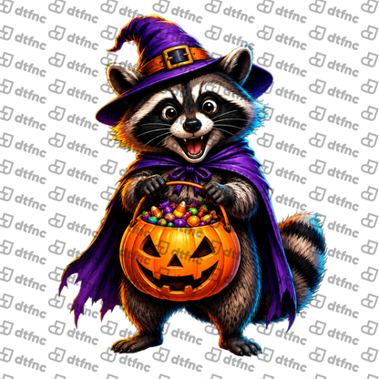 Halloween - Trick-or-Treat Raccoon Witch