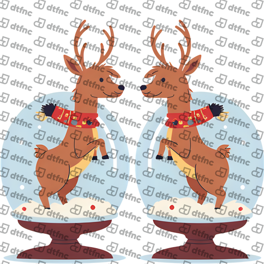 Christmas - Playful Reindeer Snow Globe Duo