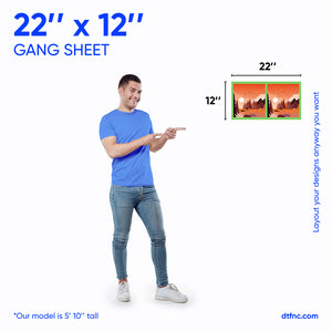 "Gang sheet preview with cartoon designs"