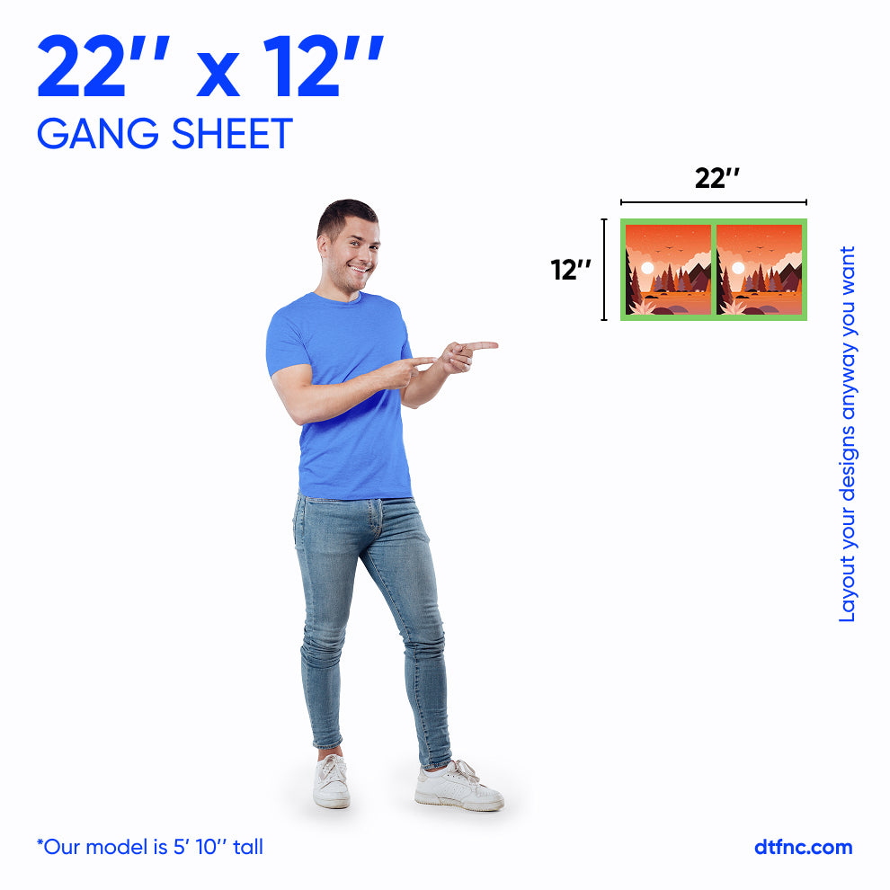 "Gang sheet preview with cartoon designs"