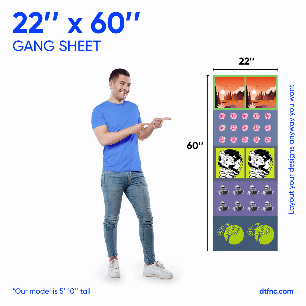 "Gang sheet preview with cartoon designs"