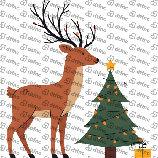 Christmas - Elegant Reindeer & Christmas Tree