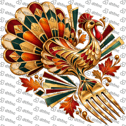 Thanksgiving - Golden Harvest Art Deco Turkey