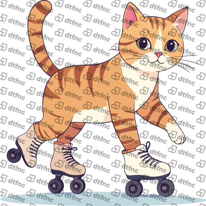 Animals - Roller Skating Tabby Cat