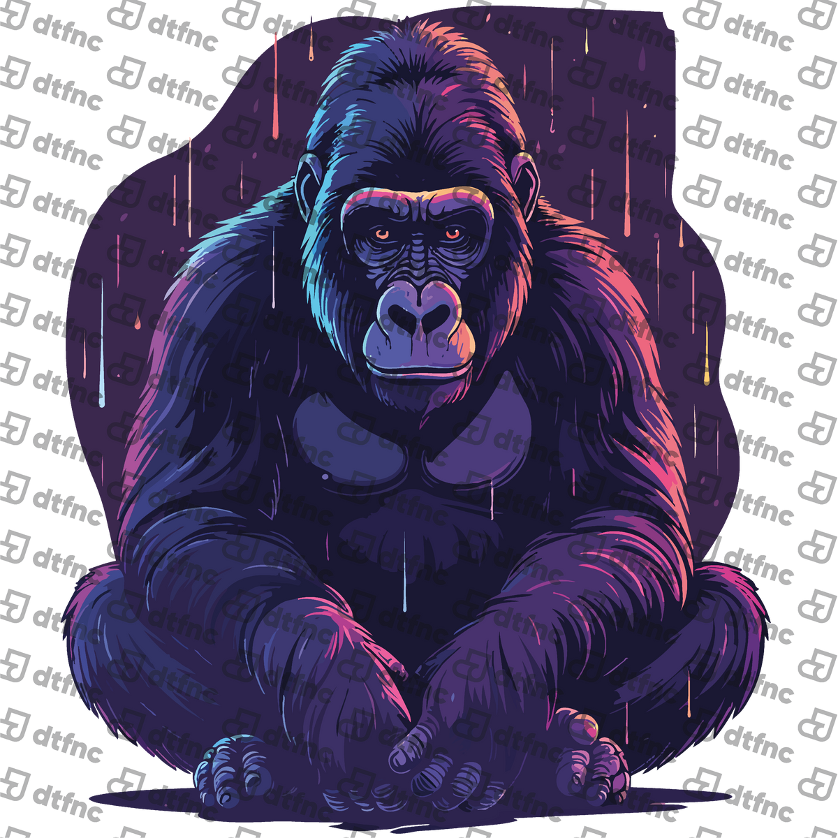 Animals - Neon Rain Meditating Gorilla