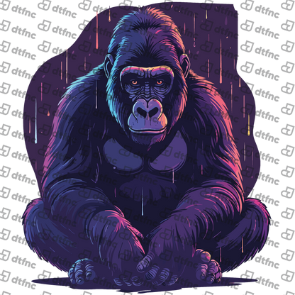 Animals - Neon Rain Meditating Gorilla