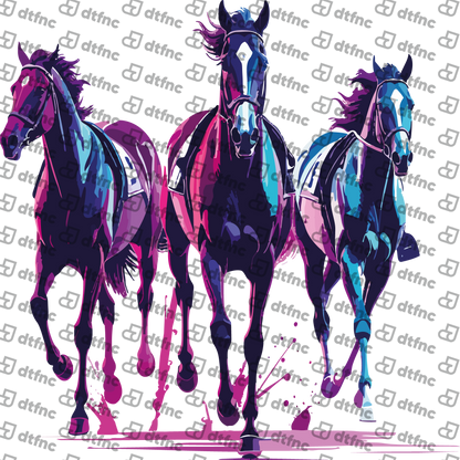 Animals - Neon Galloping Horse Trio