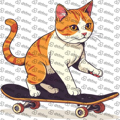 Animals - Skateboarding Tabby Cat