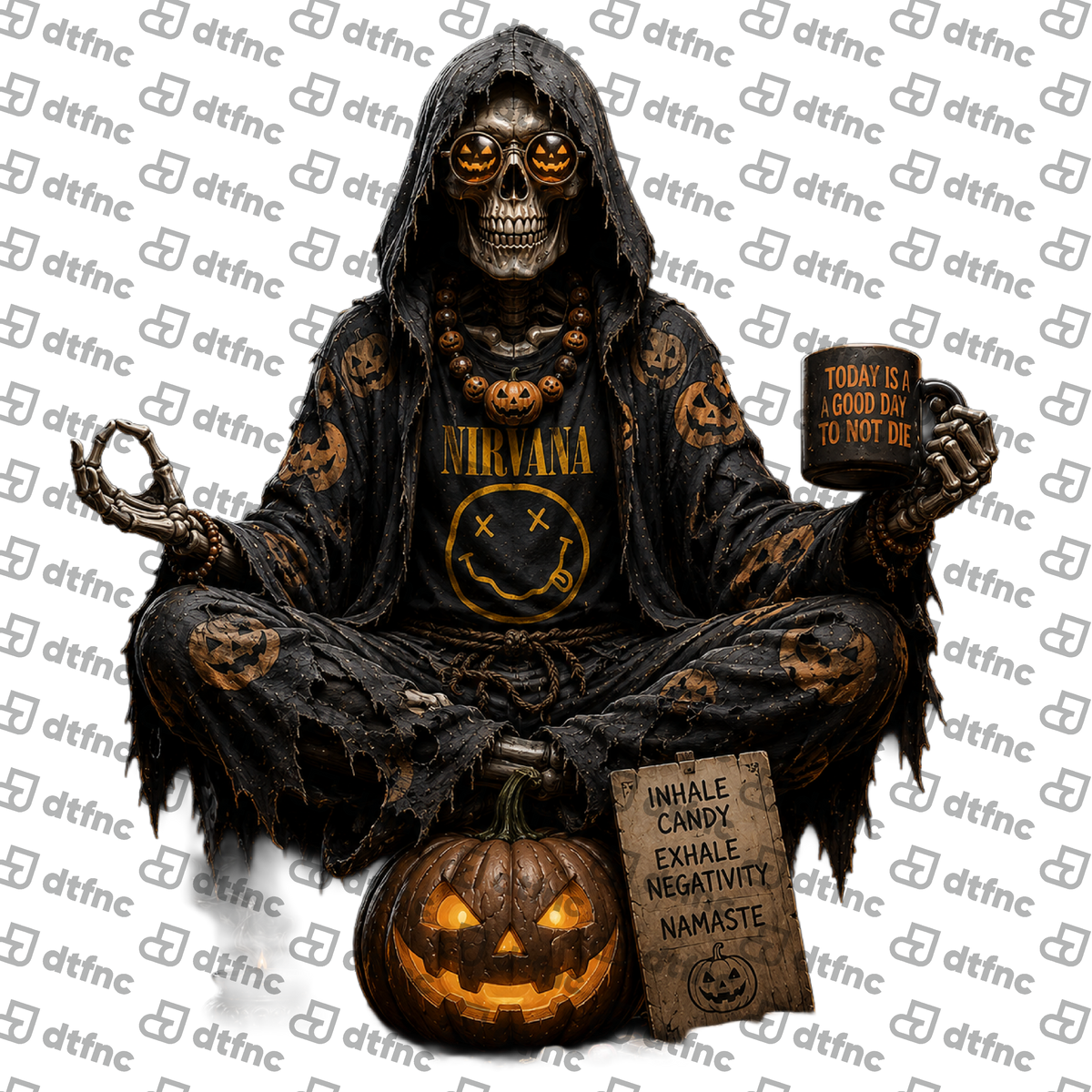 Halloween - Pumpkin Zen Skeleton