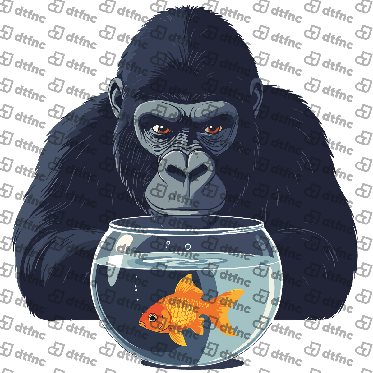 Animals - Curious Gorilla and Goldfish