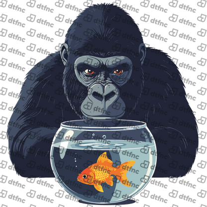 Animals - Curious Gorilla and Goldfish
