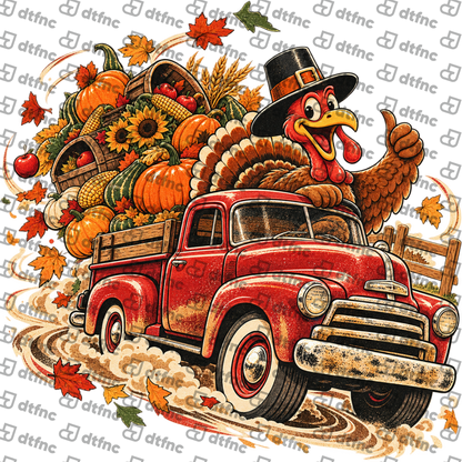 Thanksgiving - Gobble & Roll Vintage Turkey Truck
