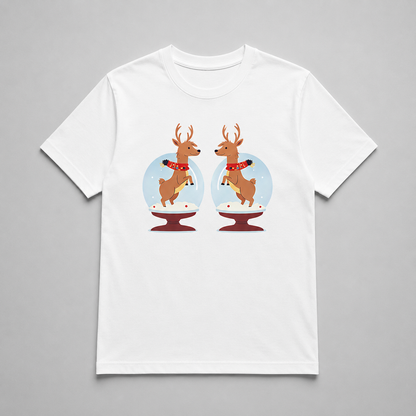 Christmas - Playful Reindeer Snow Globe Duo