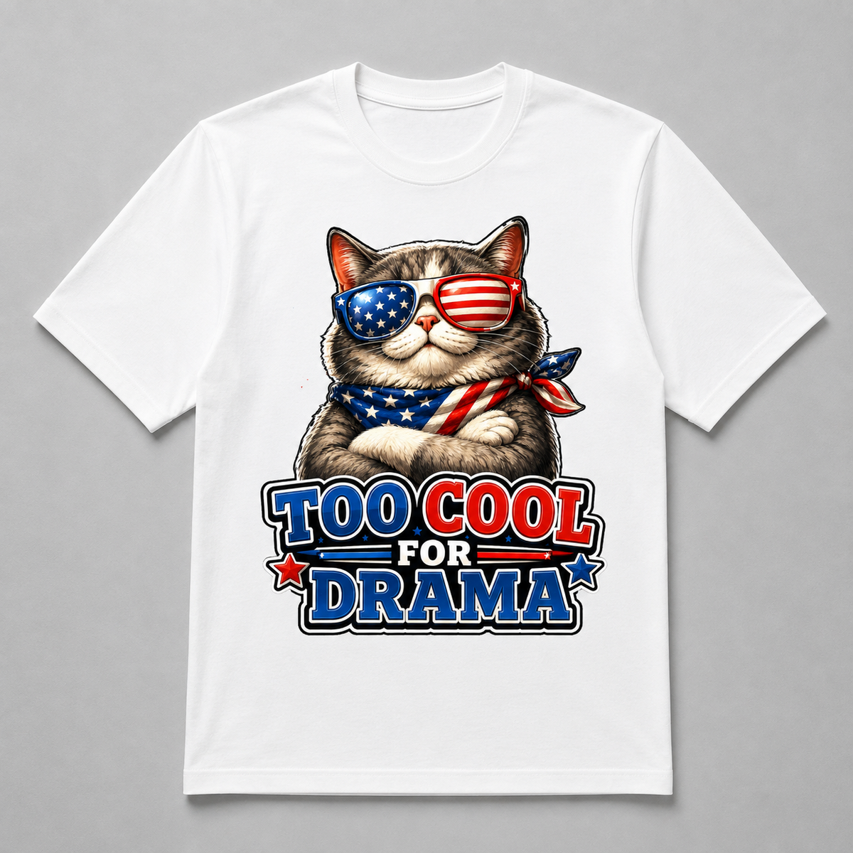 4th of July - Too Cool For Drama Patriotic Cat