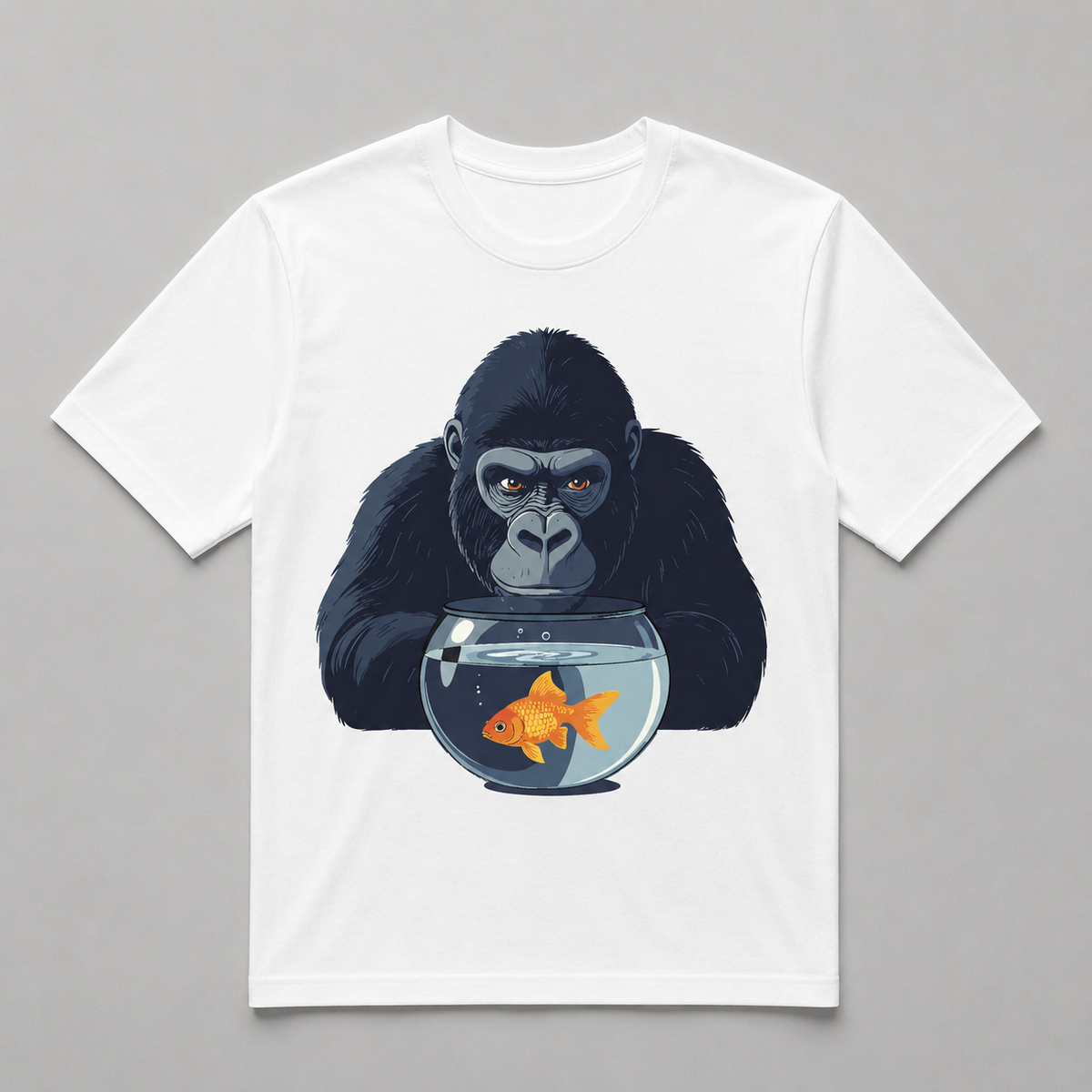 Animals - Curious Gorilla and Goldfish