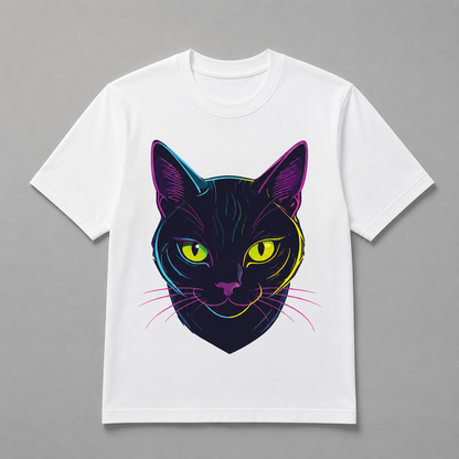 Animals - Neon Black Cat Portrait