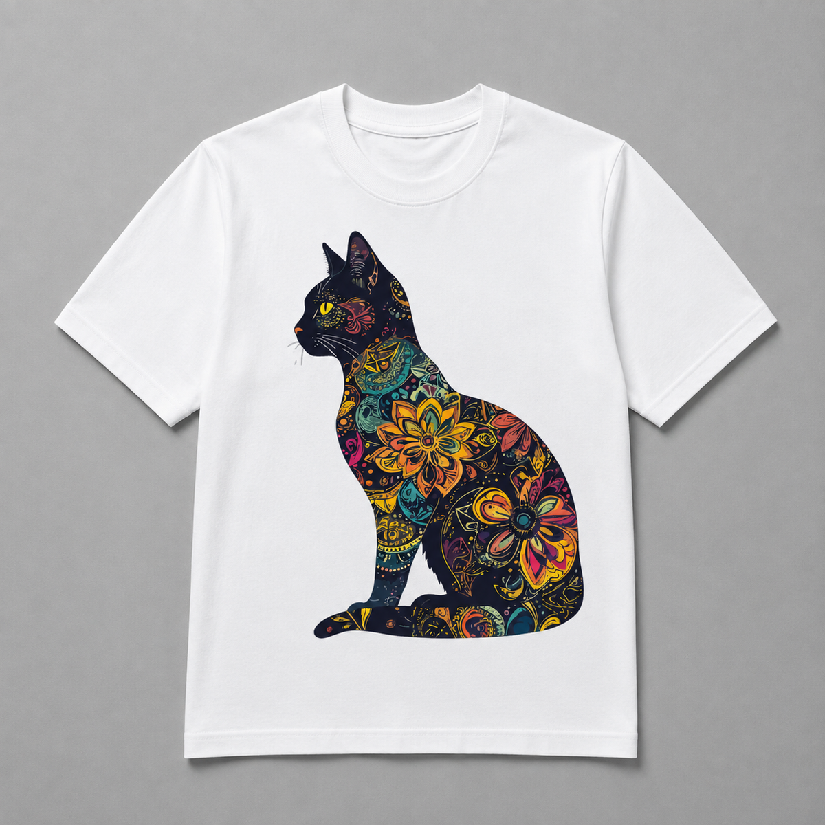 Animals - Midnight Floral Cat Silhouette