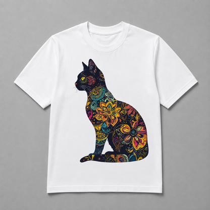 Animals - Midnight Floral Cat Silhouette