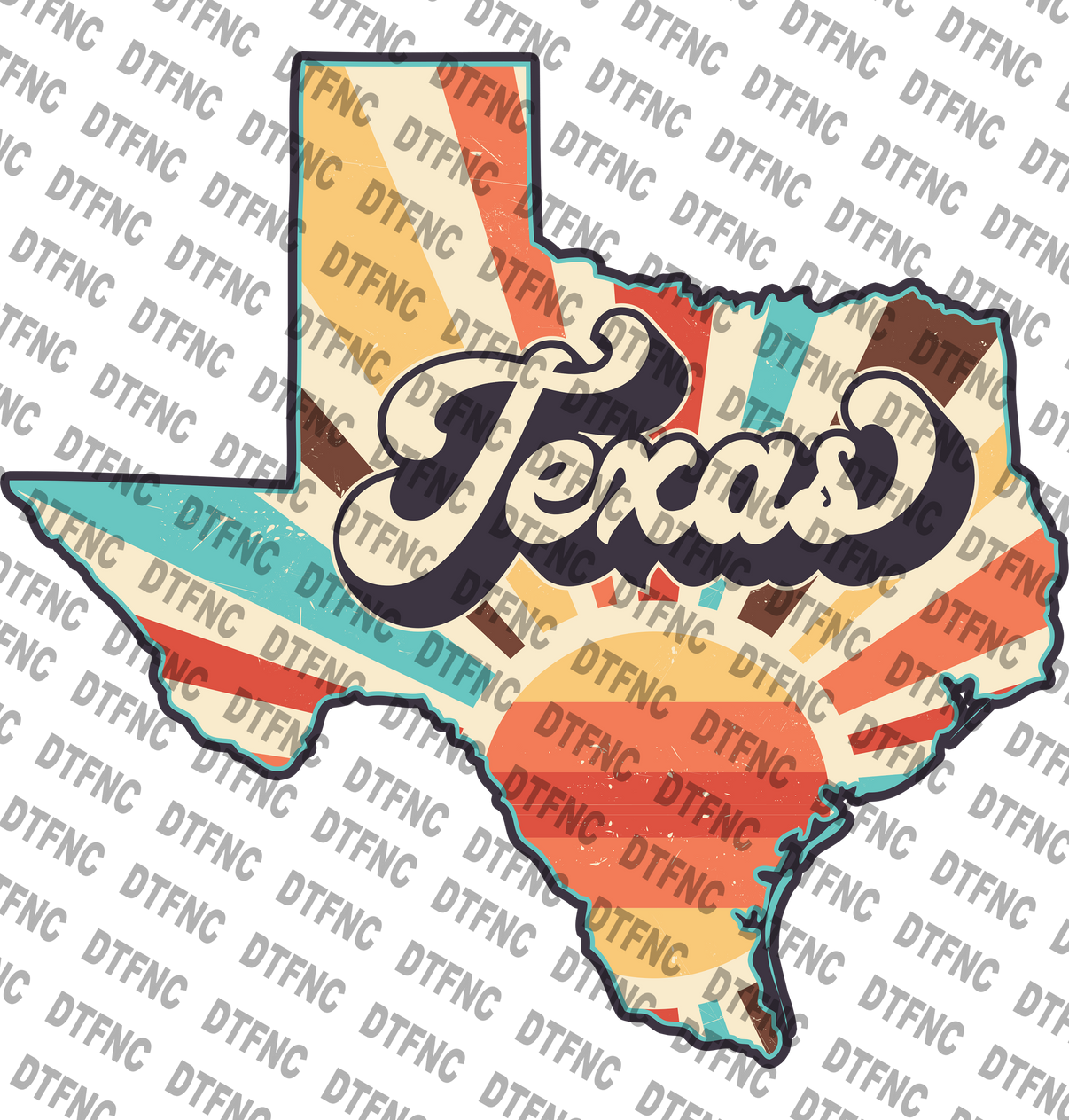 Texas - Nostalgic Retro State DTF Transfers for Custom Apparel